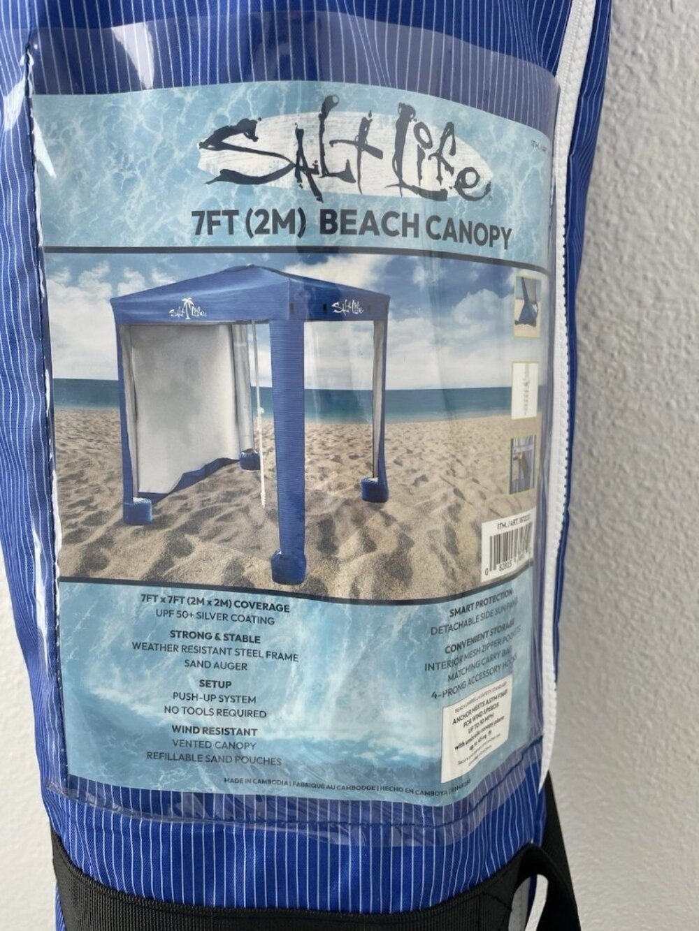 SALE! NWT Salt Life 7ft x 7ft Blue Beach Canopy UPF 50+ Steel Frame w Carry Case